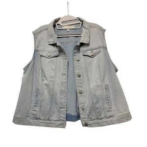Cato Light Wash Denim Vest in Pale Blue